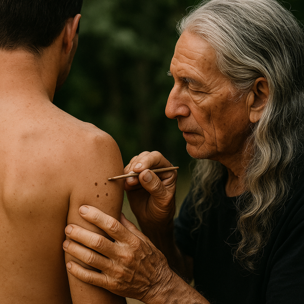 Kambo being applied in
          ceremony